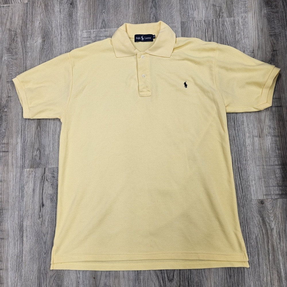 Polo Ralph Lauren Polo Shirt Mens XL Yellow Cotton Pony Short Sleeve Rugby